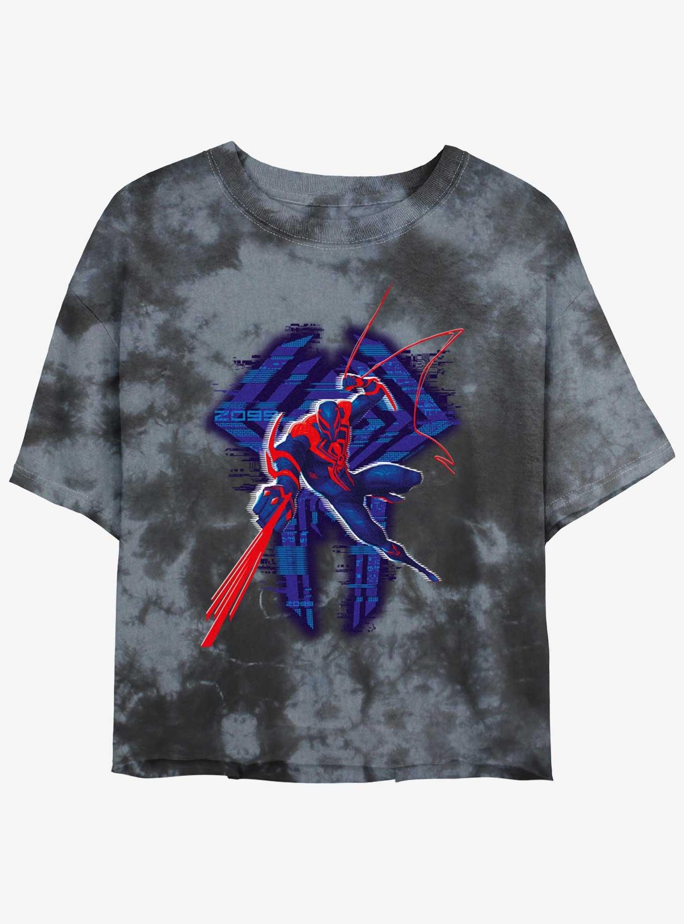 Marvel Spider-Man: Across the Spider-Verse Future Spider O'Hara Womens Tie-Dye Crop T-Shirt, BLKCHAR, hi-res