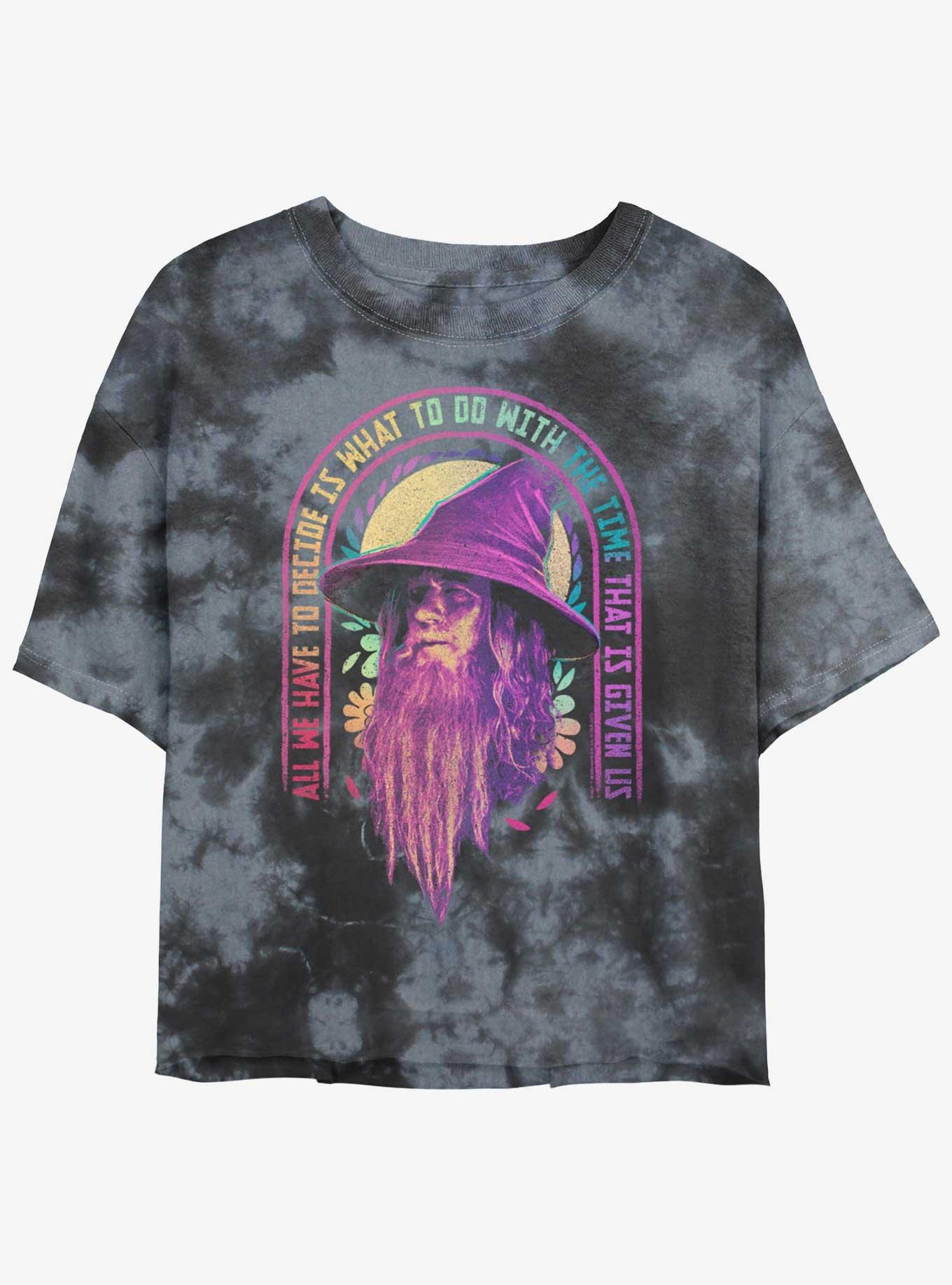 The Lord of the Rings Gandalf Decide With Time Womens Tie-Dye Crop T-Shirt, BLKCHAR, hi-res