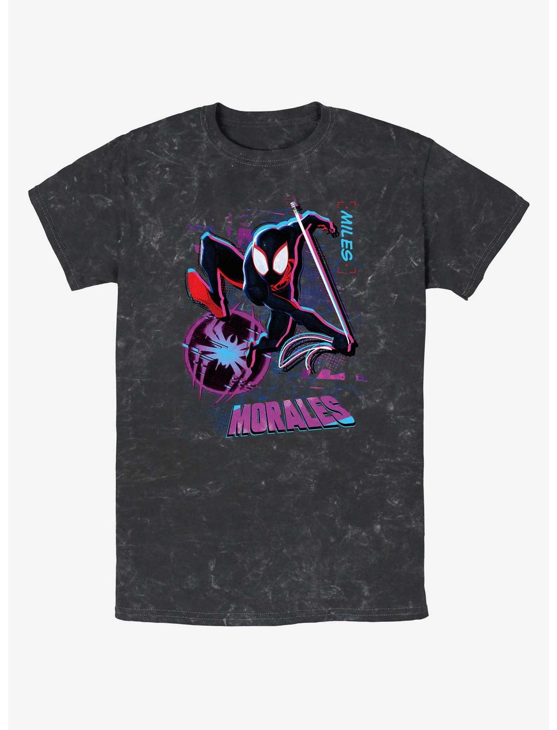 Marvel Spider-Man: Across the Spider-Verse Street Swing Miles Morales Mineral Wash T-Shirt, BLACK, hi-res