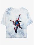 Marvel Spider-Man: Across the Spider-Verse Spider-Punk Rock Out Womens Tie-Dye Crop T-Shirt, WHITEBLUE, hi-res