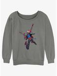 Marvel Spider-Man: Across the Spider-Verse Spider-Punk Rock Out Womens Slouchy Sweatshirt, GRAY HTR, hi-res