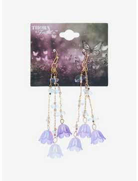 Thorn & Fable Purple Crystal Flower Drop Earrings, , hi-res