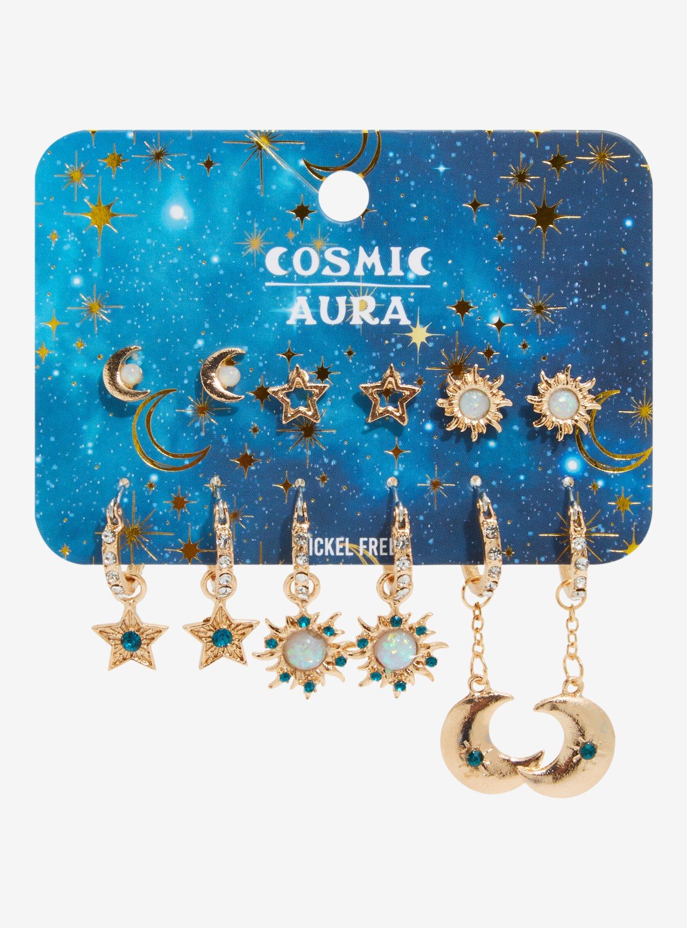 Cosmic Aura Gold Celestial Earring Set, , hi-res