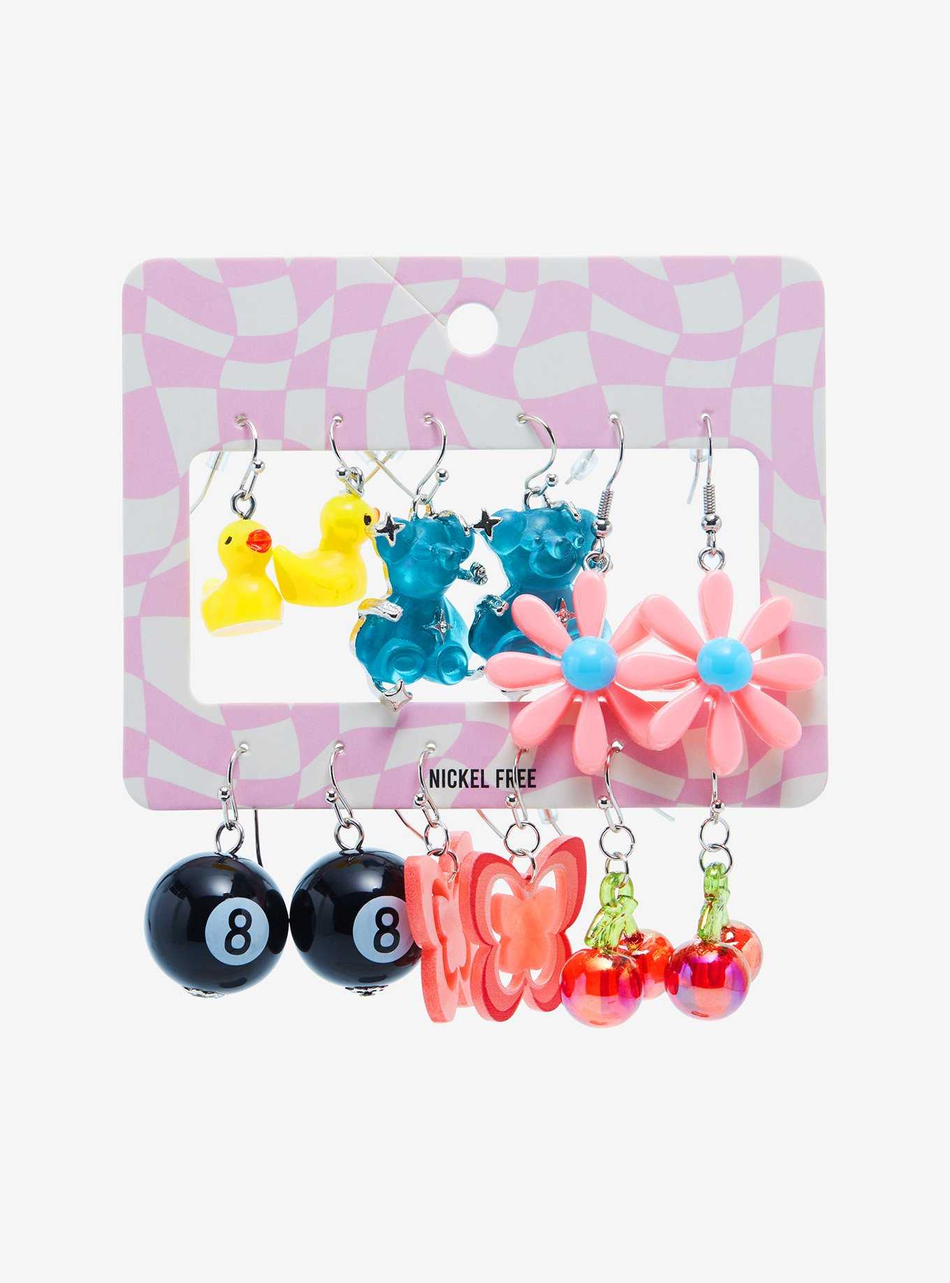 8 Ball Cherry Butterfly Earring Set, , hi-res