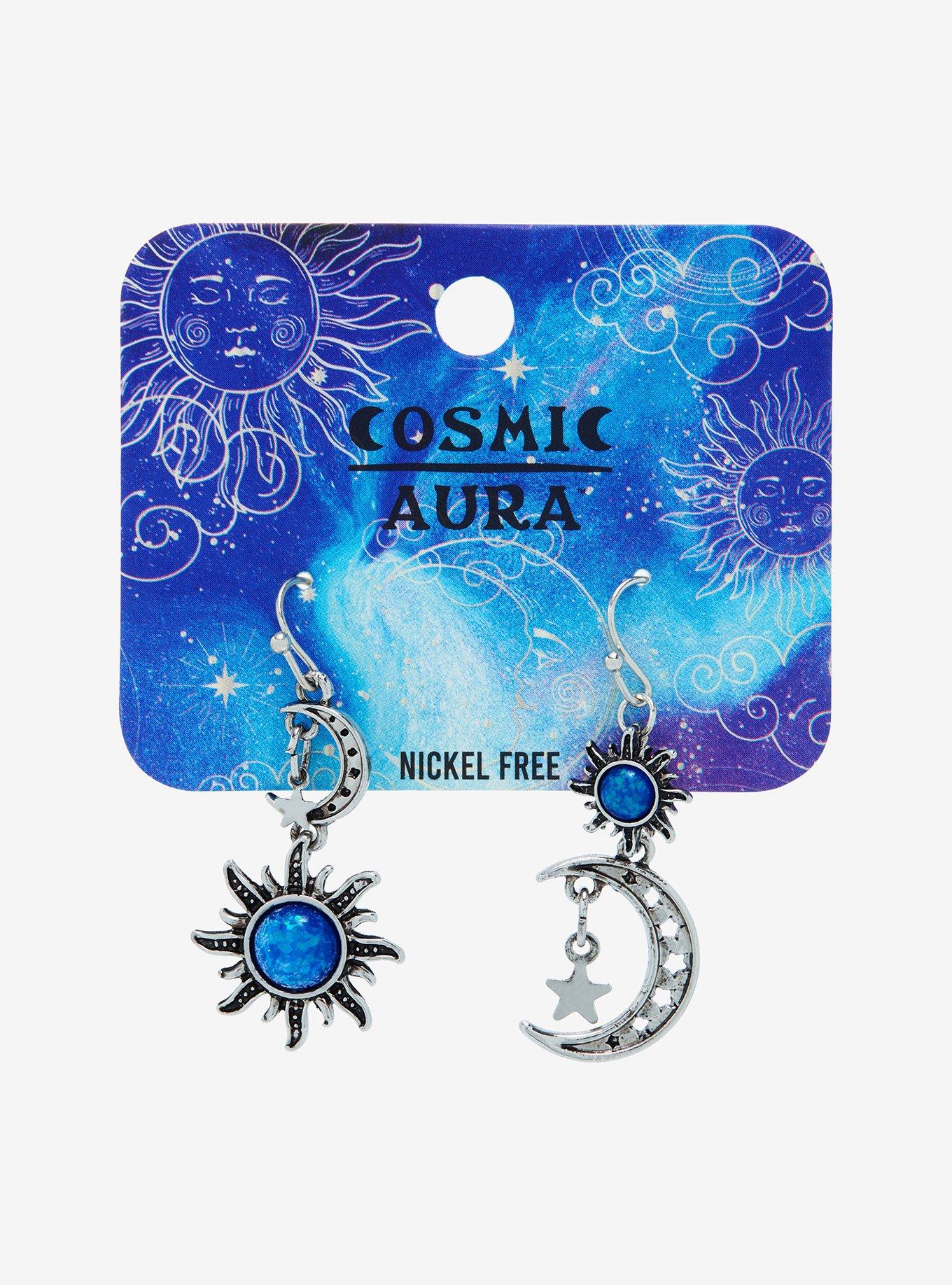 Cosmic Aura Sun & Moon Mismatch Drop Earrings, , hi-res