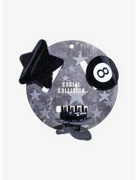 Social Collision® 8 Ball Star Butterfly Claw Hair Clip Set, , hi-res