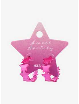 Sweet Society Hot Pink Star Hoop Earrings, , hi-res