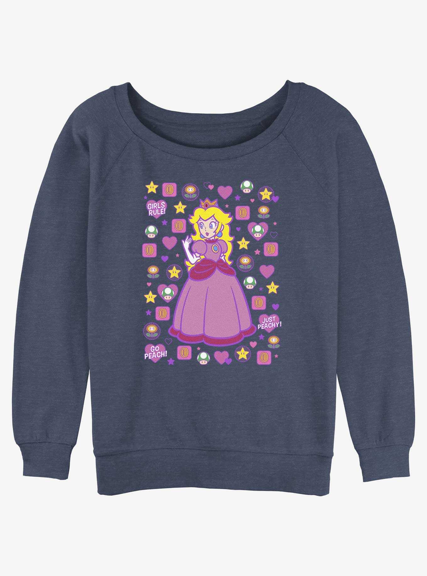 Mario Princess Peach Girls Slouchy Sweatshirt, , hi-res