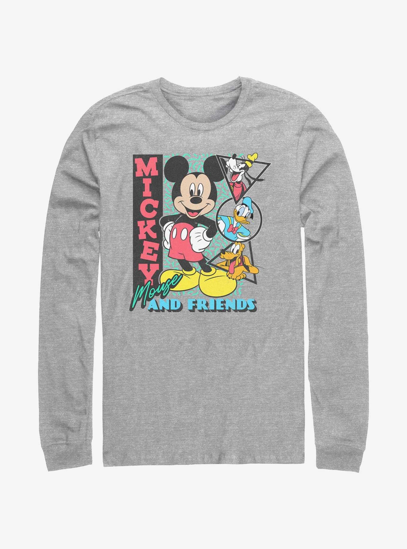 Disney Mickey Mouse & Friends Retro Shapes Long-Sleeve T-Shirt, ATH HTR, hi-res