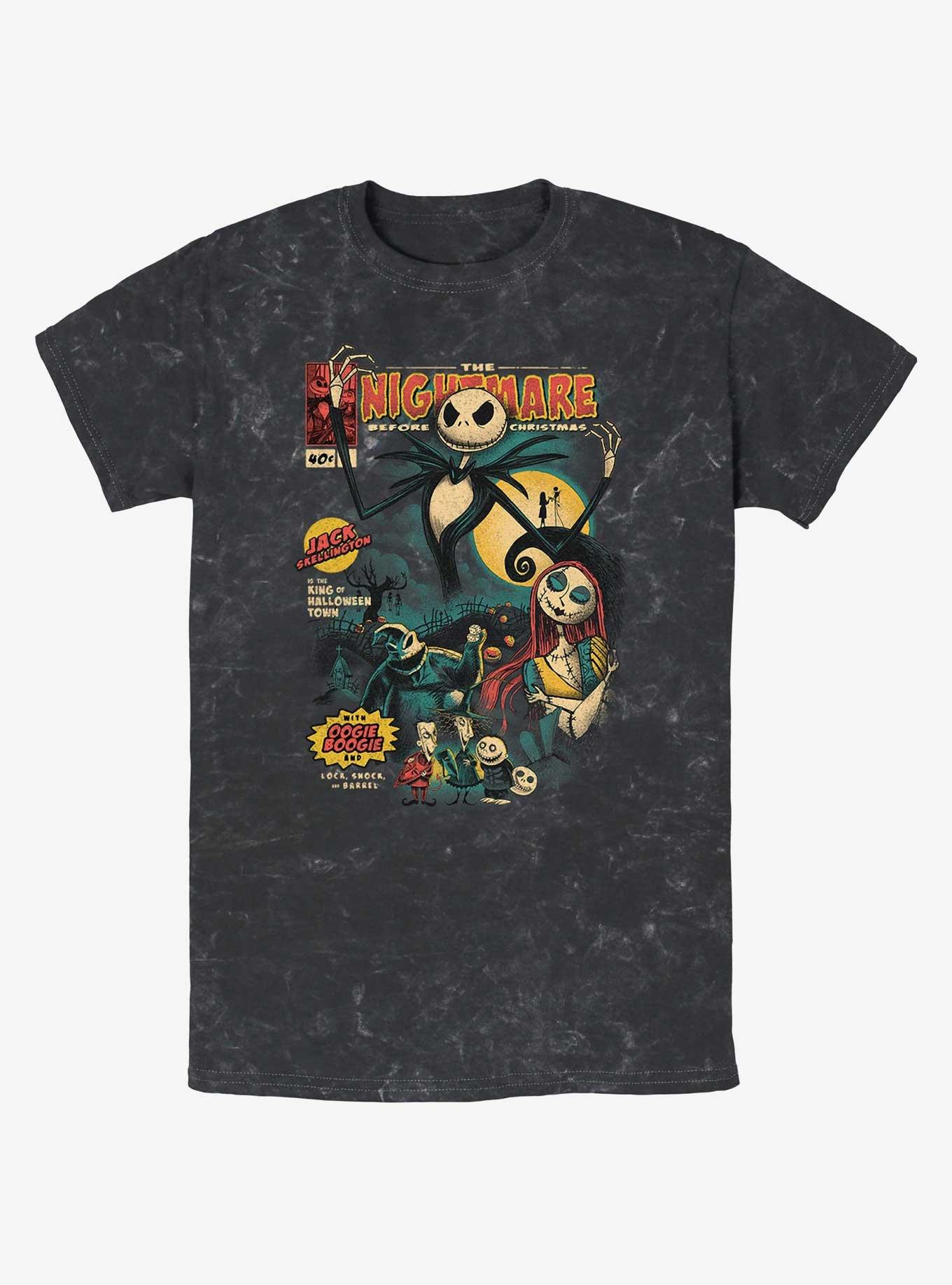 Disney The Nightmare Before Christmas Jack Skellington King of Halloween Comic Cover Mineral Wash T-Shirt, BLACK, hi-res