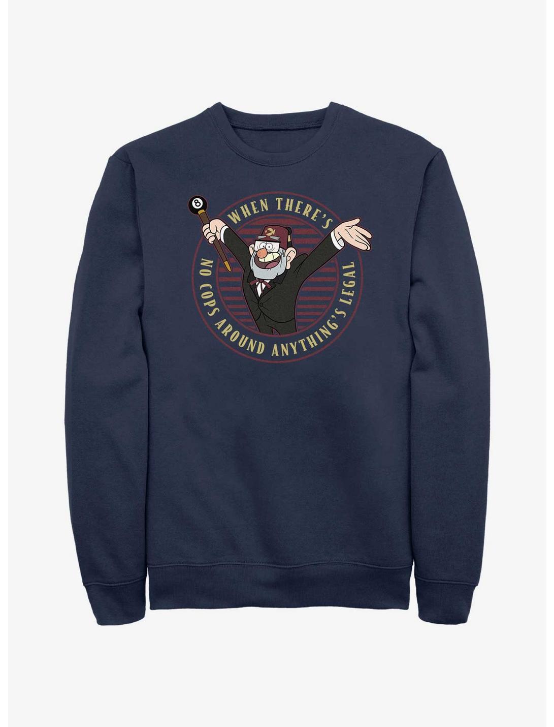 Disney Gravity Falls Stan No Cops Anything's Legal Sweatshirt, NAVY, hi-res