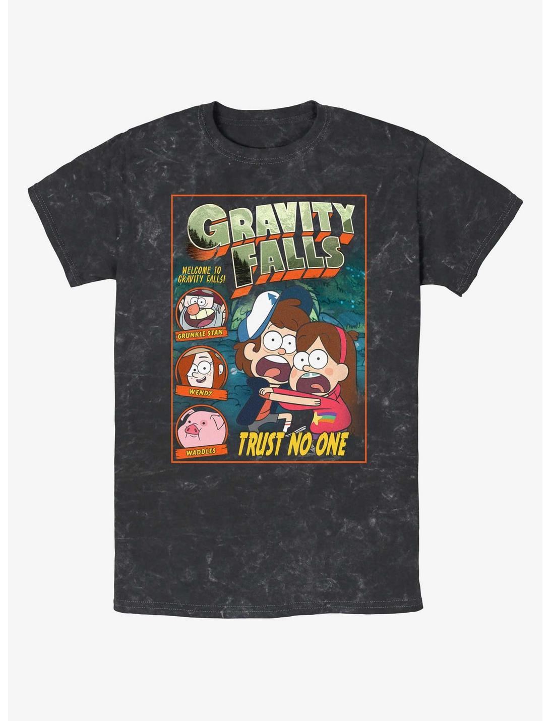 Disney Gravity Falls Trust No One Comic Cover Mineral Wash T-Shirt, BLACK, hi-res