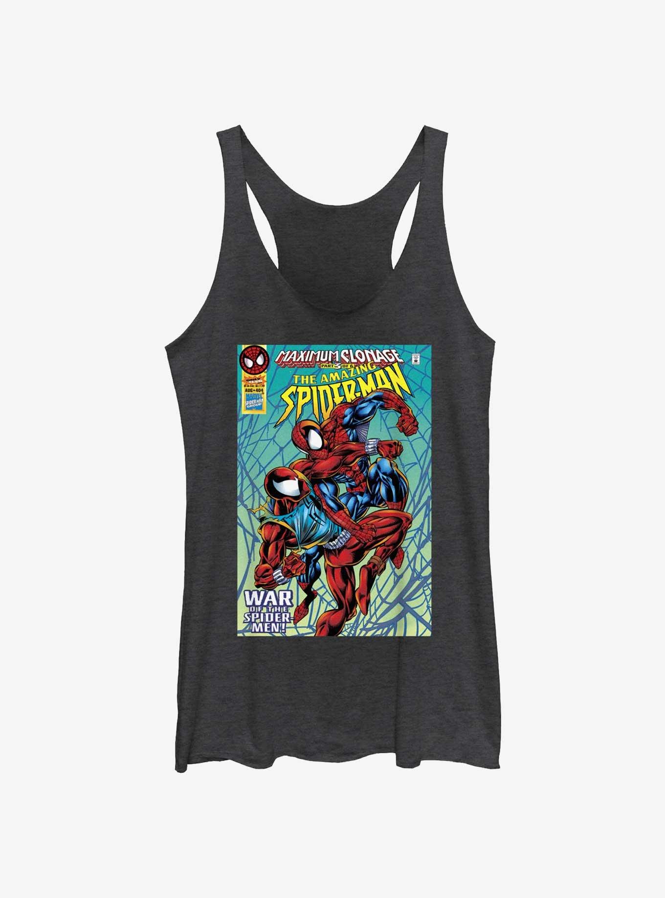 Marvel Spider-Man Clone Wars Comic Cover Girls Tank, BLK HTR, hi-res