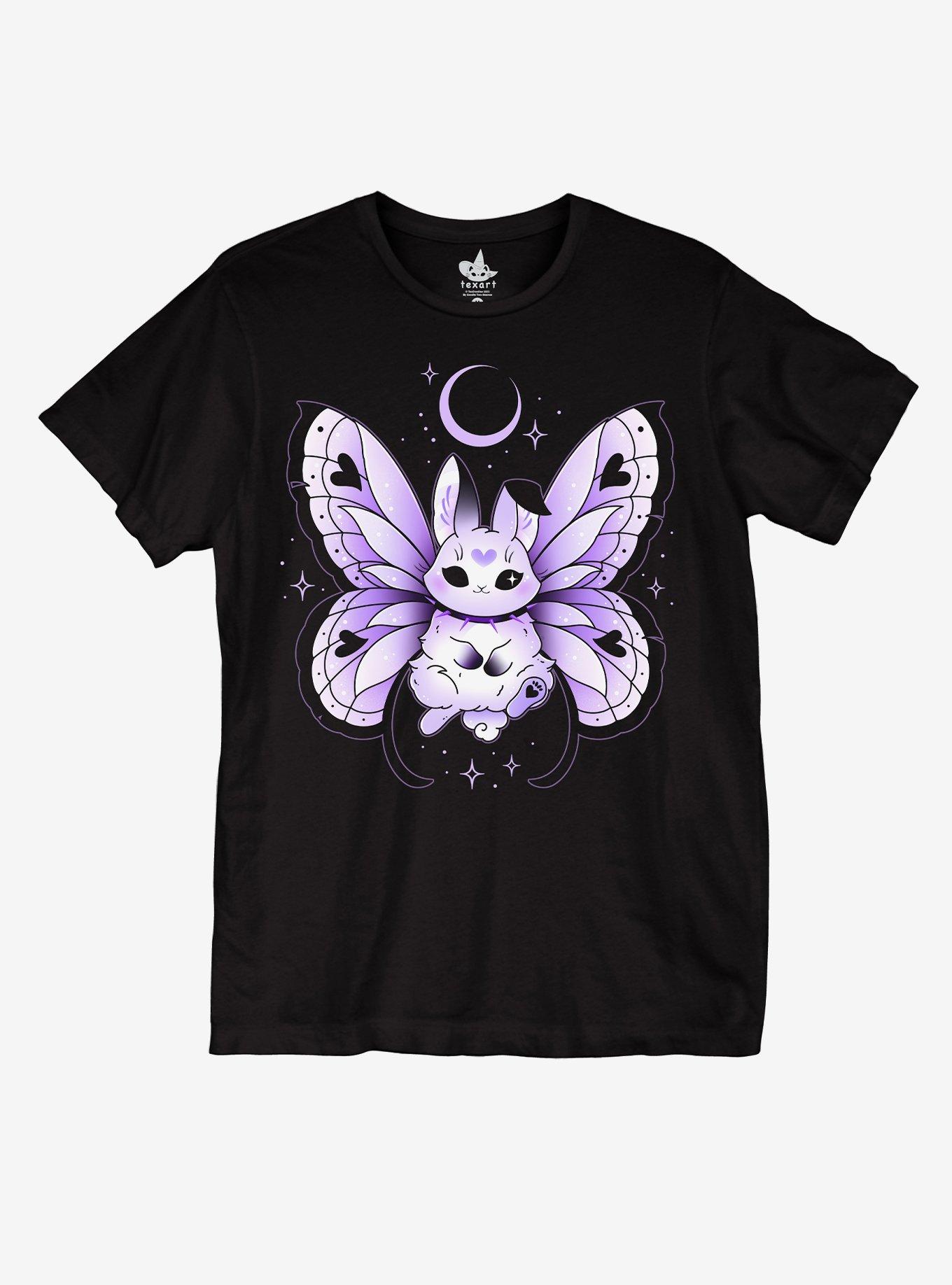 Purple Bunny Fairy Boyfriend Fit Girls T-Shirt By Texdoodles, MULTI, hi-res