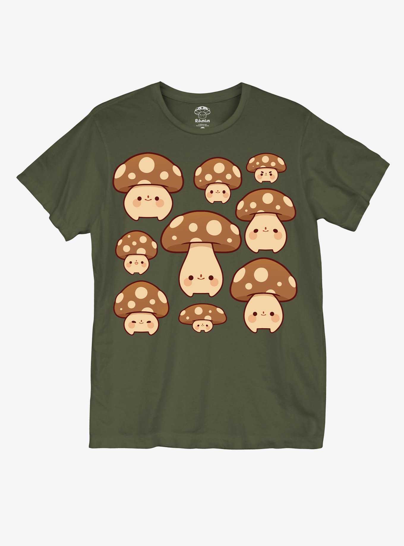 Mushroom Group Grid Boyfriend Fit Girls T-Shirt By Rinhlin, , hi-res