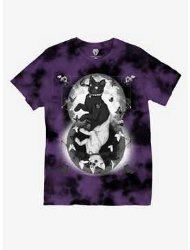 Yin-Yang Cat Tie-Dye Boyfriend Fit Girls T-Shirt By LVB Art, , hi-res