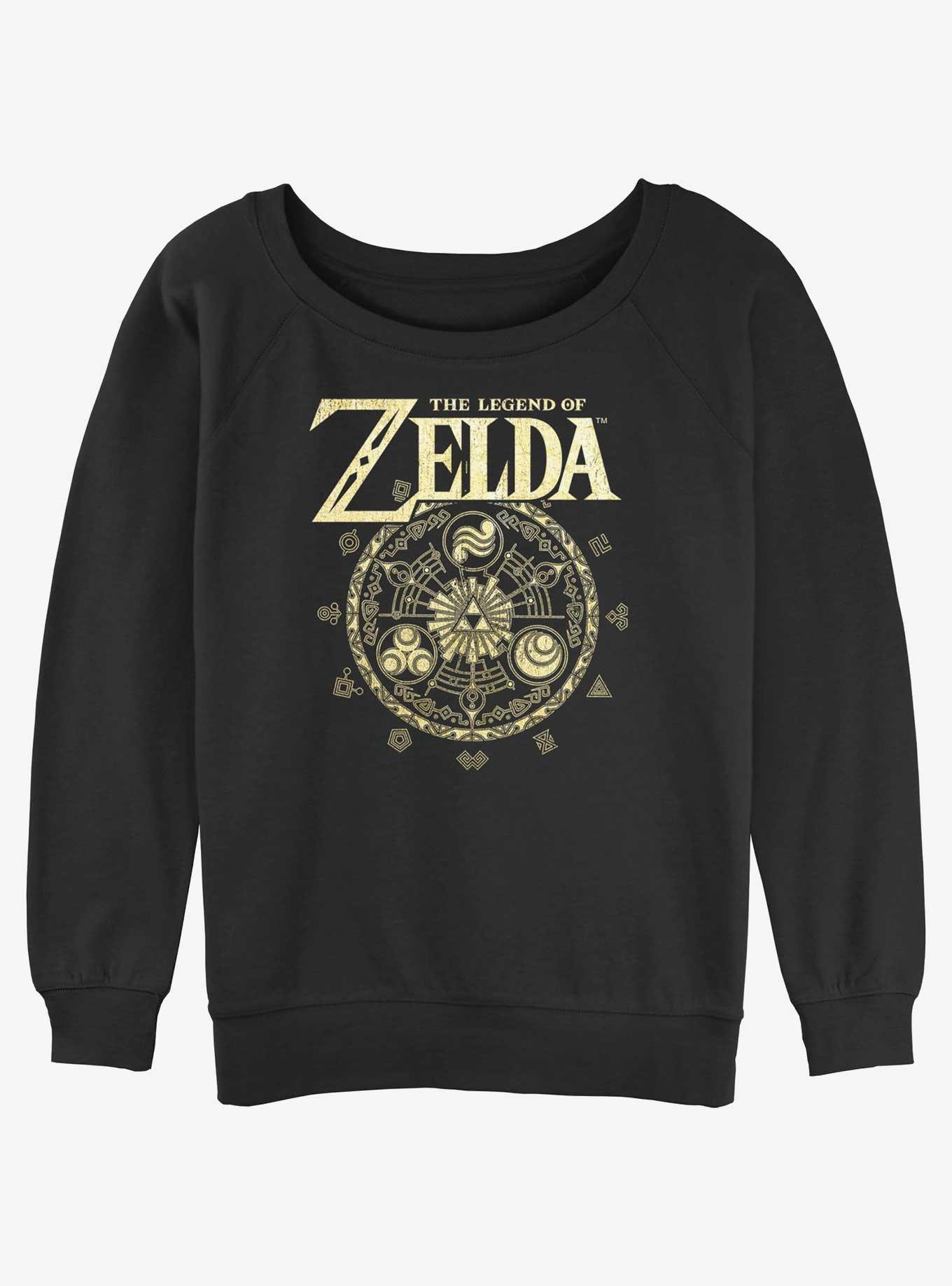 The Legend of Zelda Marks of the Goddesses Womens Slouchy Sweatshirt, BLACK, hi-res