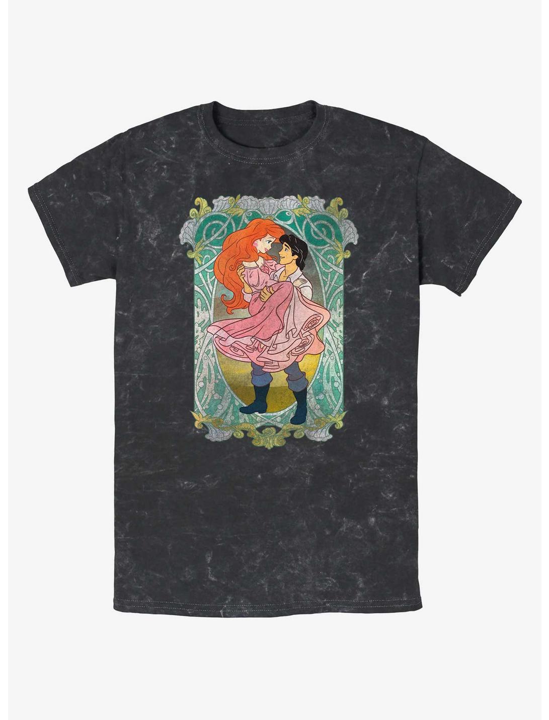 Disney The Little Mermaid Ariel and Eric Ever After Mineral Wash T-Shirt, BLACK, hi-res