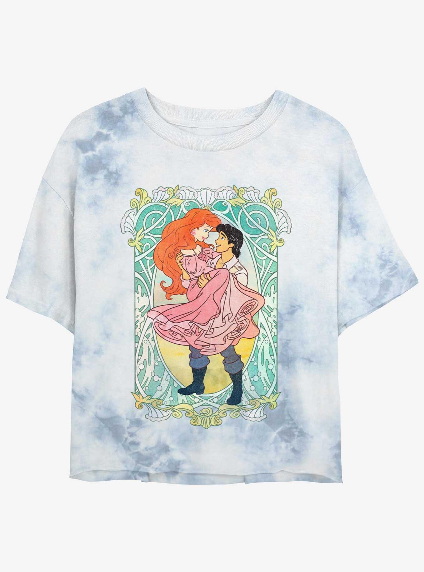 Disney The Little Mermaid Ariel and Eric Ever After Womens Tie-Dye Crop T-Shirt, , hi-res