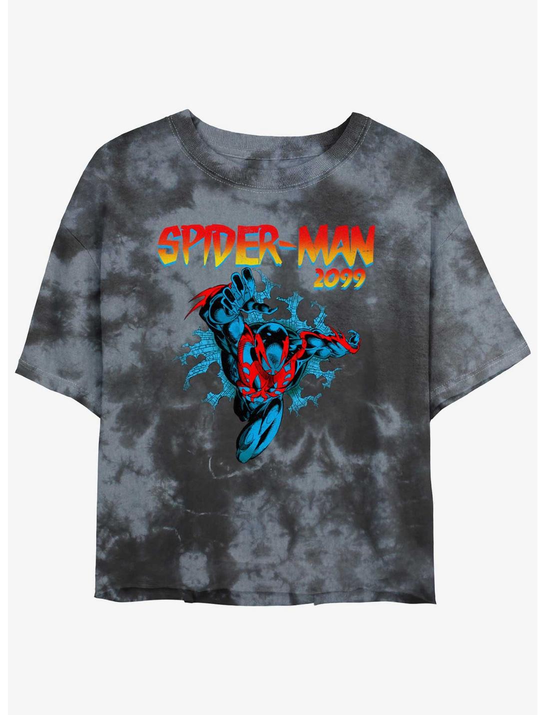 Marvel Spider-Man-2099 Womens Tie-Dye Crop T-Shirt, BLKCHAR, hi-res