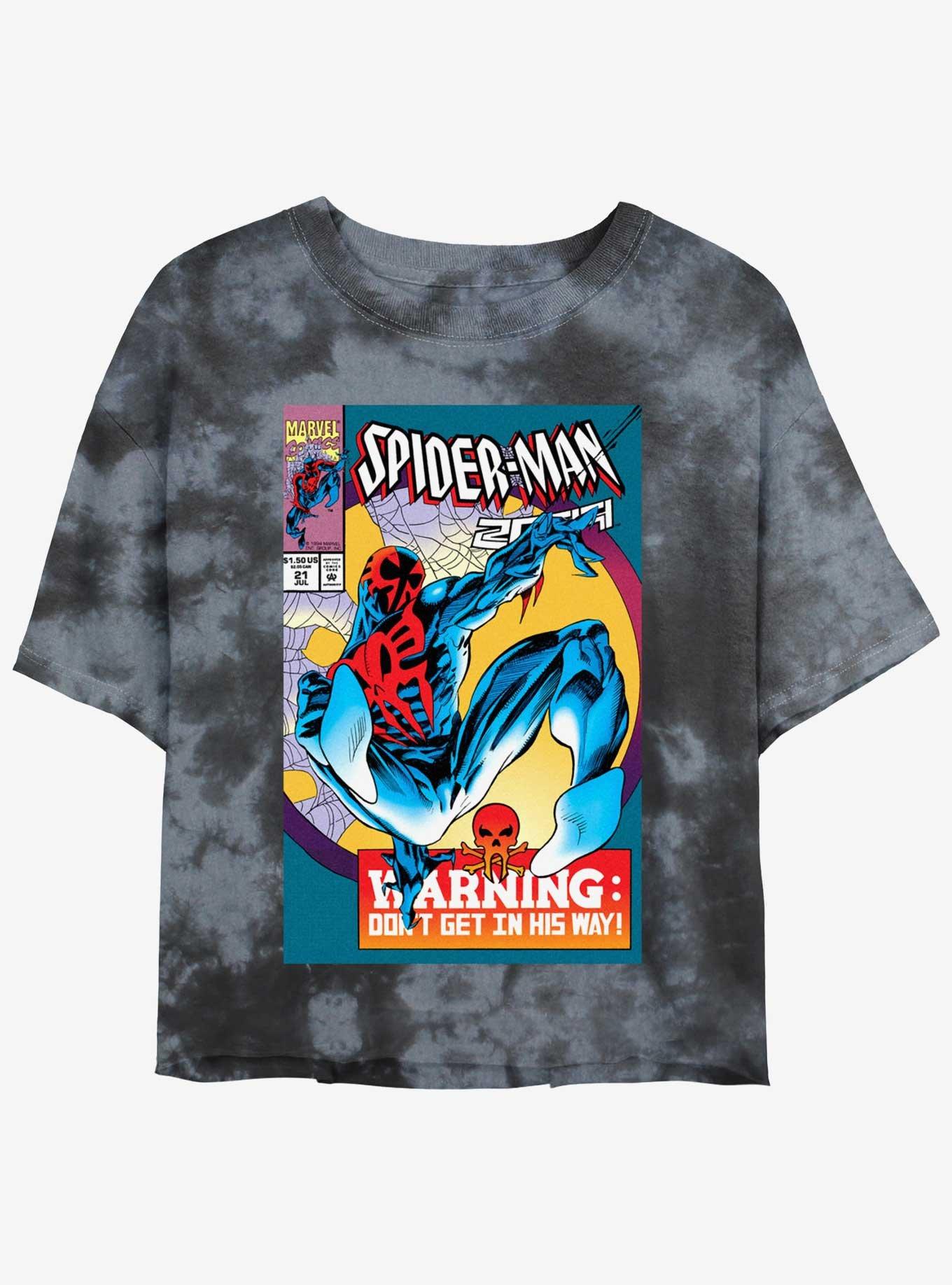 Marvel Spider-Man: Across the Spider-Verse O'Hara 2099 Comic Cover Womens Tie-Dye Crop T-Shirt, BLKCHAR, hi-res