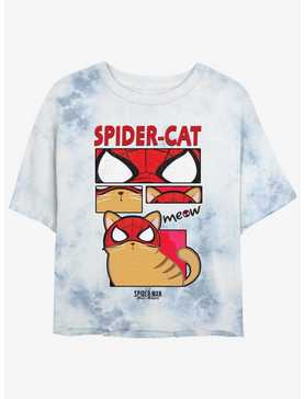 Marvel Spider-Man: Across the Spider-Verse Spider-Cat Womens Tie-Dye Crop T-Shirt, , hi-res
