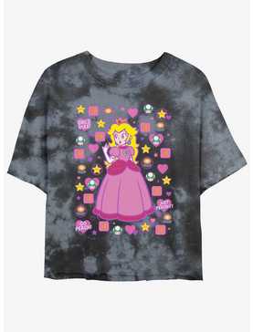 Mario Princess Peach Womens Tie-Dye Crop T-Shirt, , hi-res