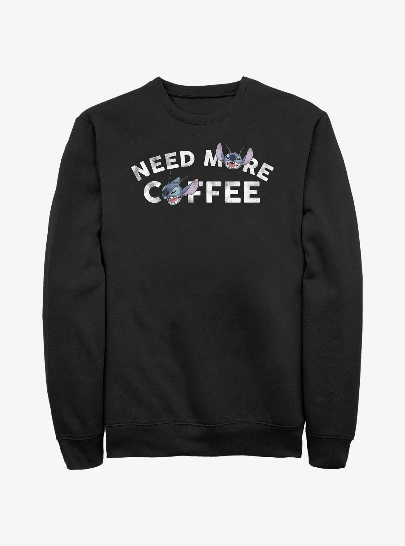 Disney Lilo & Stitch Need More Coffee Sweatshirt, BLACK, hi-res