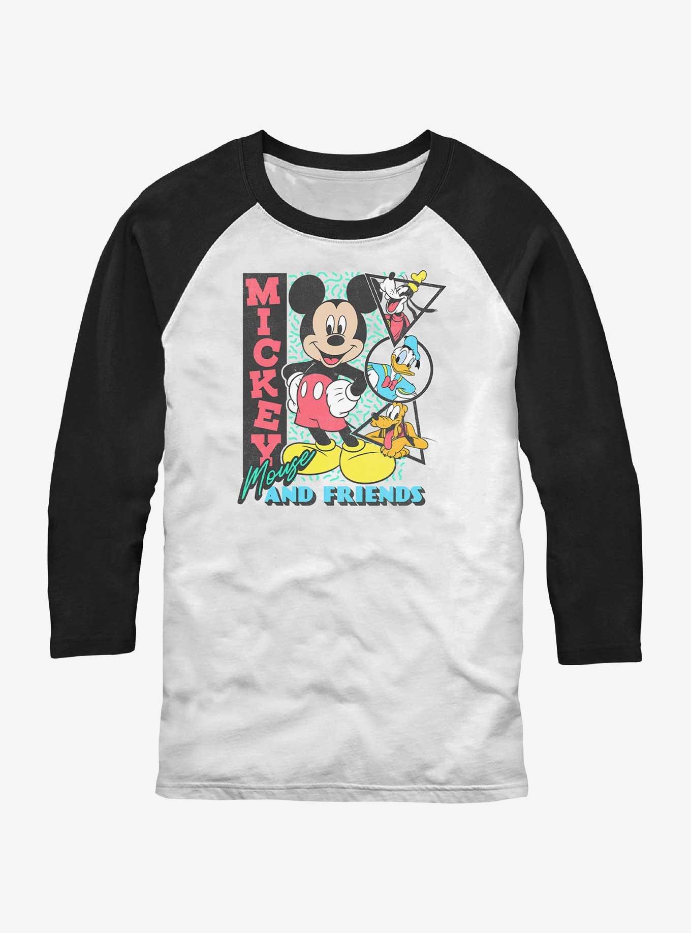 Disney Mickey Mouse Friends Goofy Donald and Pluto Raglan T-Shirt, WHTBLK, hi-res