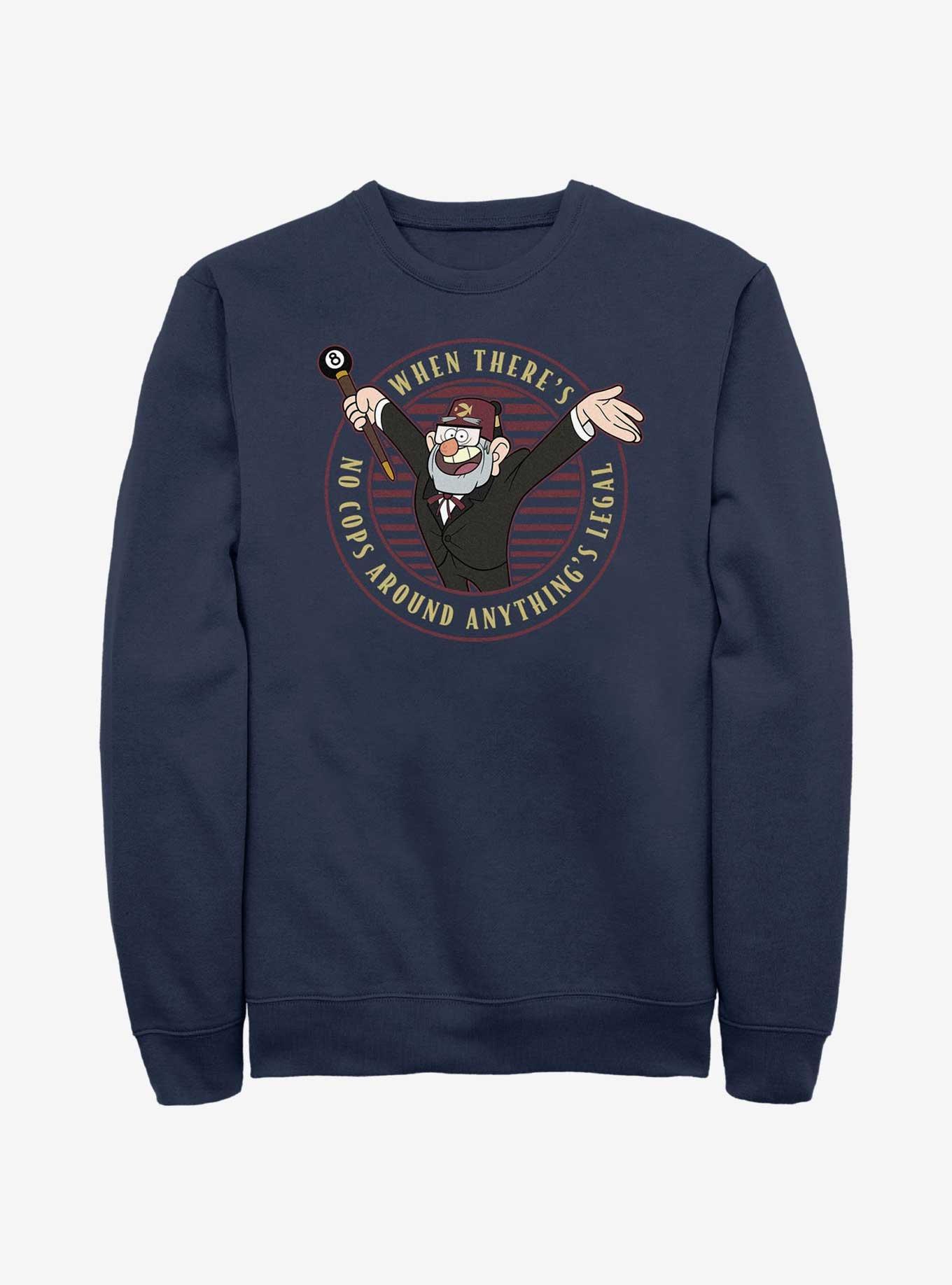 Disney Gravity Falls Stan No Cops Anything's Legal Sweatshirt, NAVY, hi-res