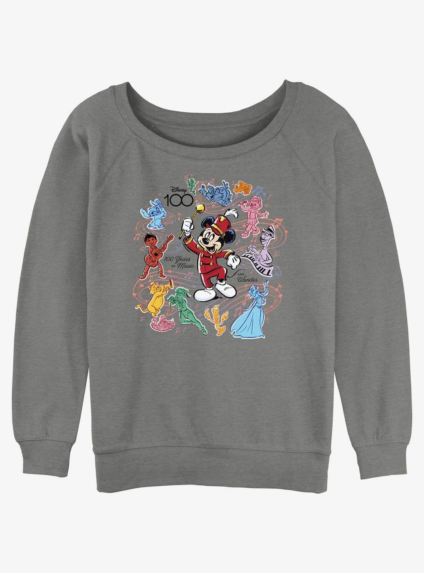 Disney100 Mickey Music and Wonder Womens Slouchy Sweatshirt, GRAY HTR, hi-res