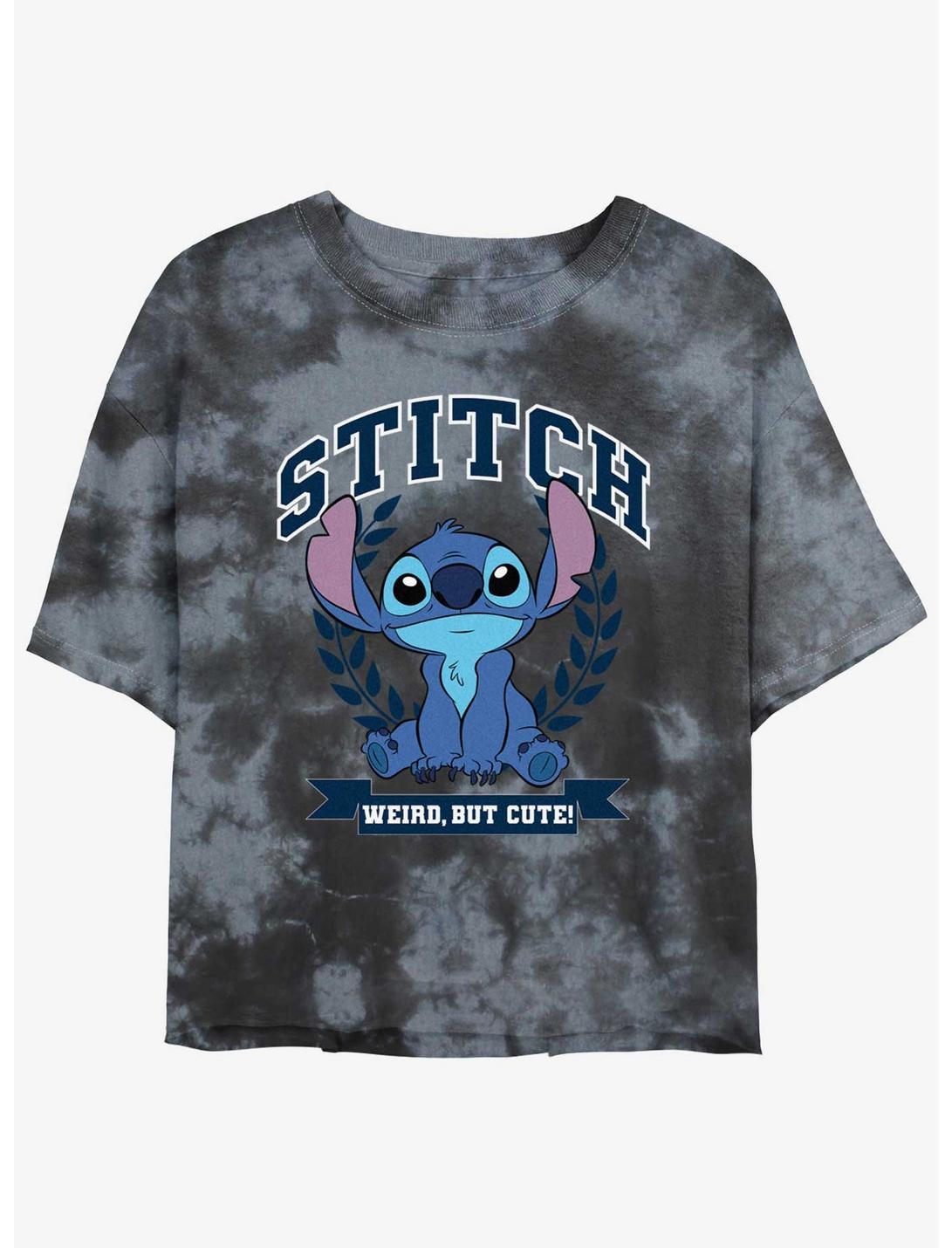 Disney Lilo & Stitch Weird But Cute Womens Tie-Dye Crop T-Shirt, BLKCHAR, hi-res