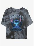 Disney Lilo & Stitch Weird But Cute Womens Tie-Dye Crop T-Shirt, BLKCHAR, hi-res