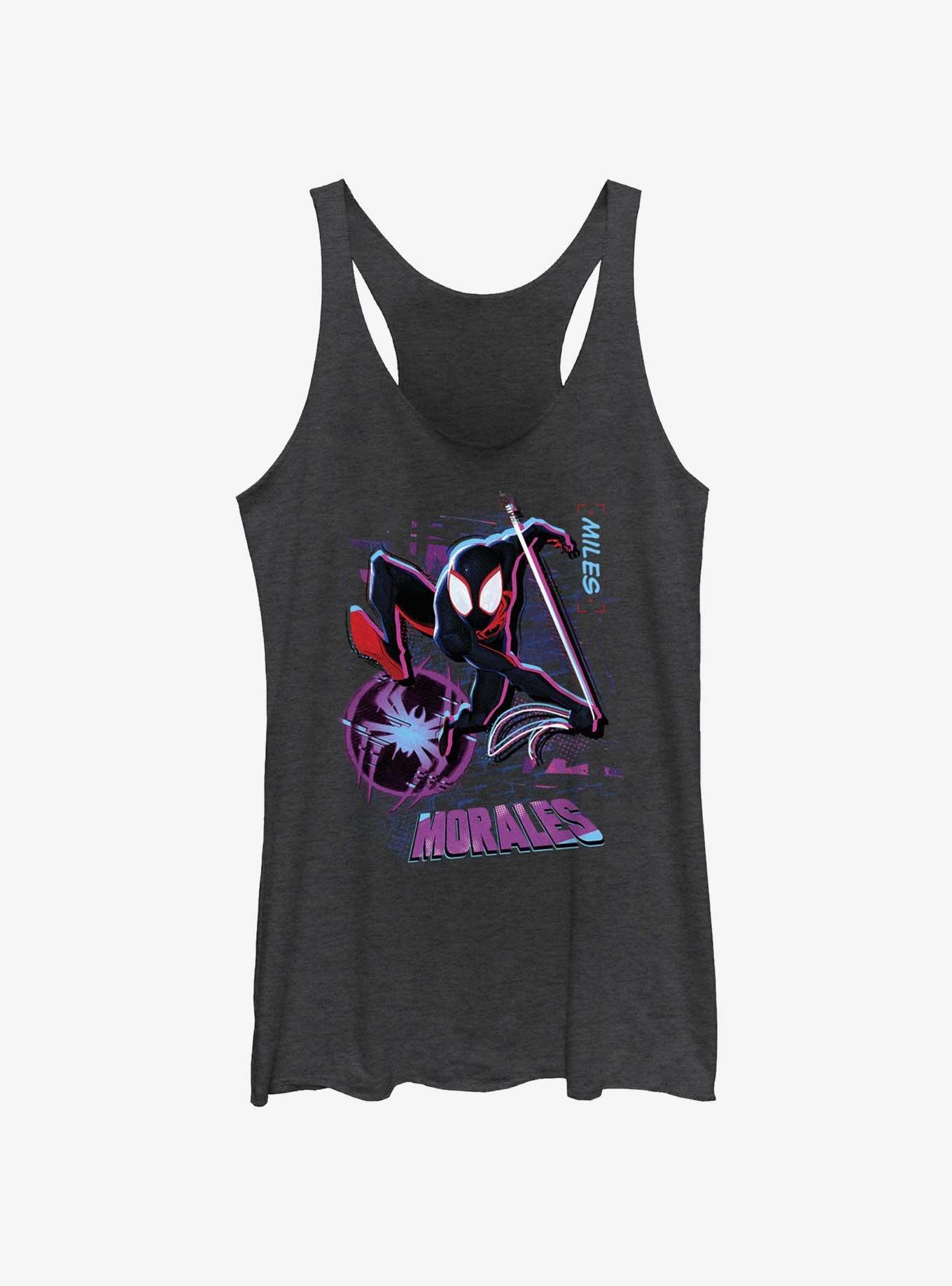 Marvel Spider-Man: Across the Spider-Verse Street Swing Miles Morales Womens Tank Top, BLK HTR, hi-res