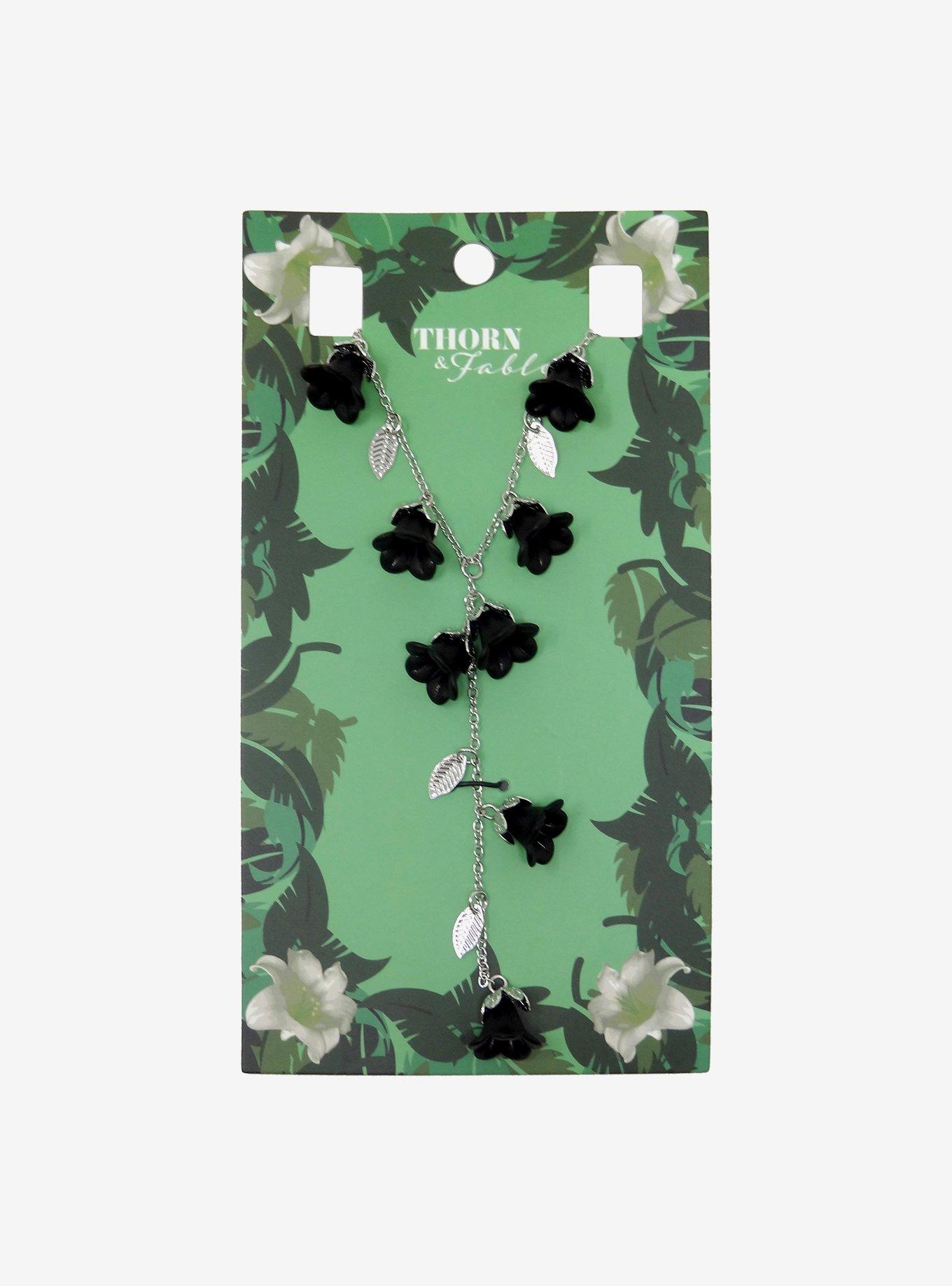 Thorn & Fable Black Floral Necklace, , hi-res