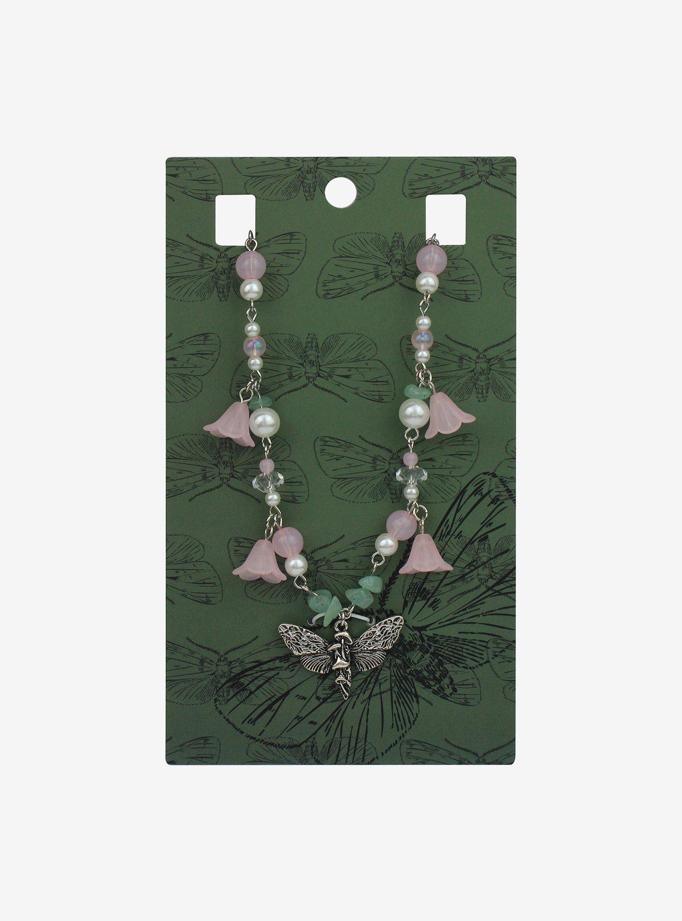 Moth Floral Bead Necklace, , hi-res
