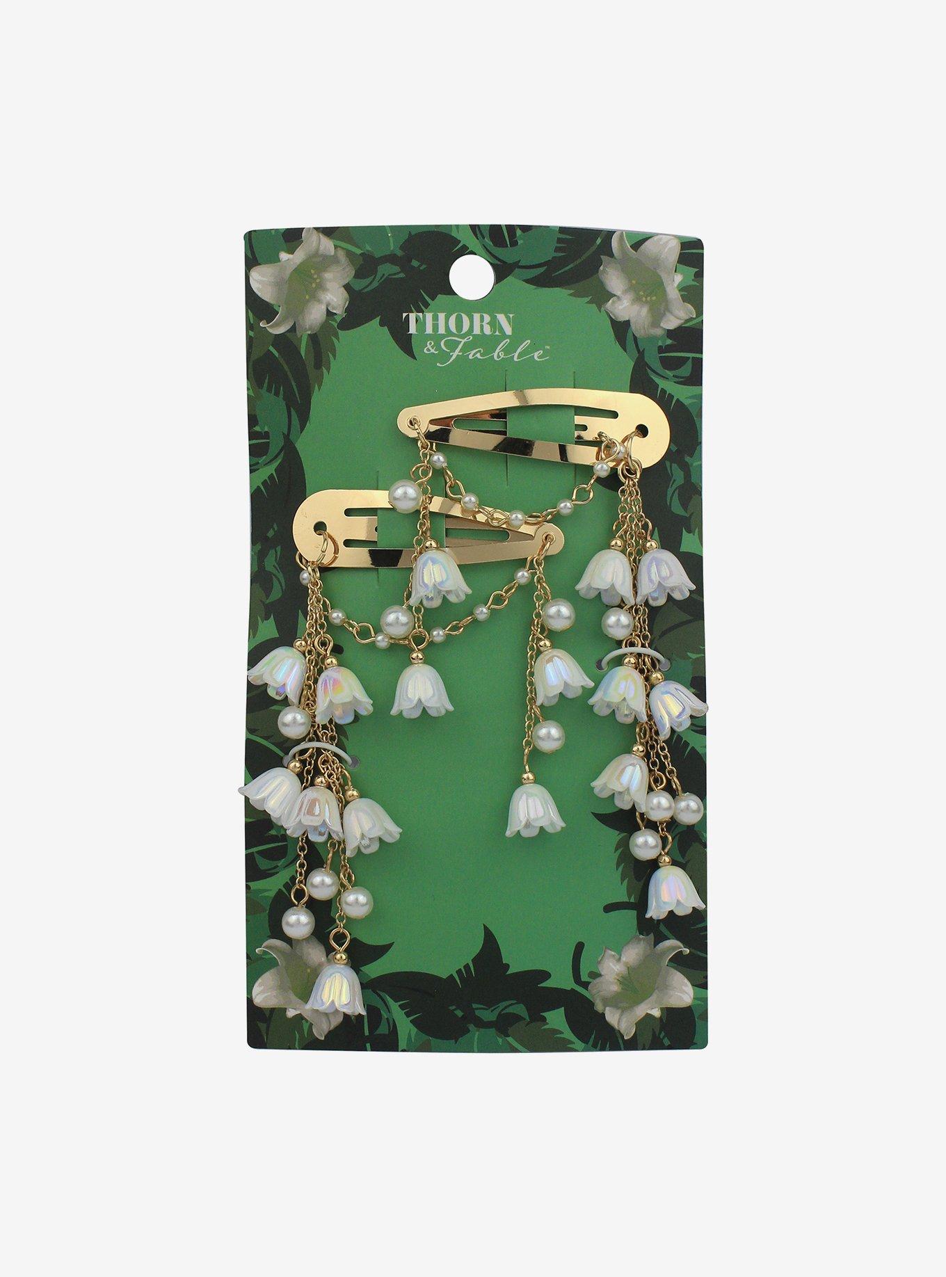 Thorn & Fable Ivory Flower Drops Hair Clip Set, , hi-res