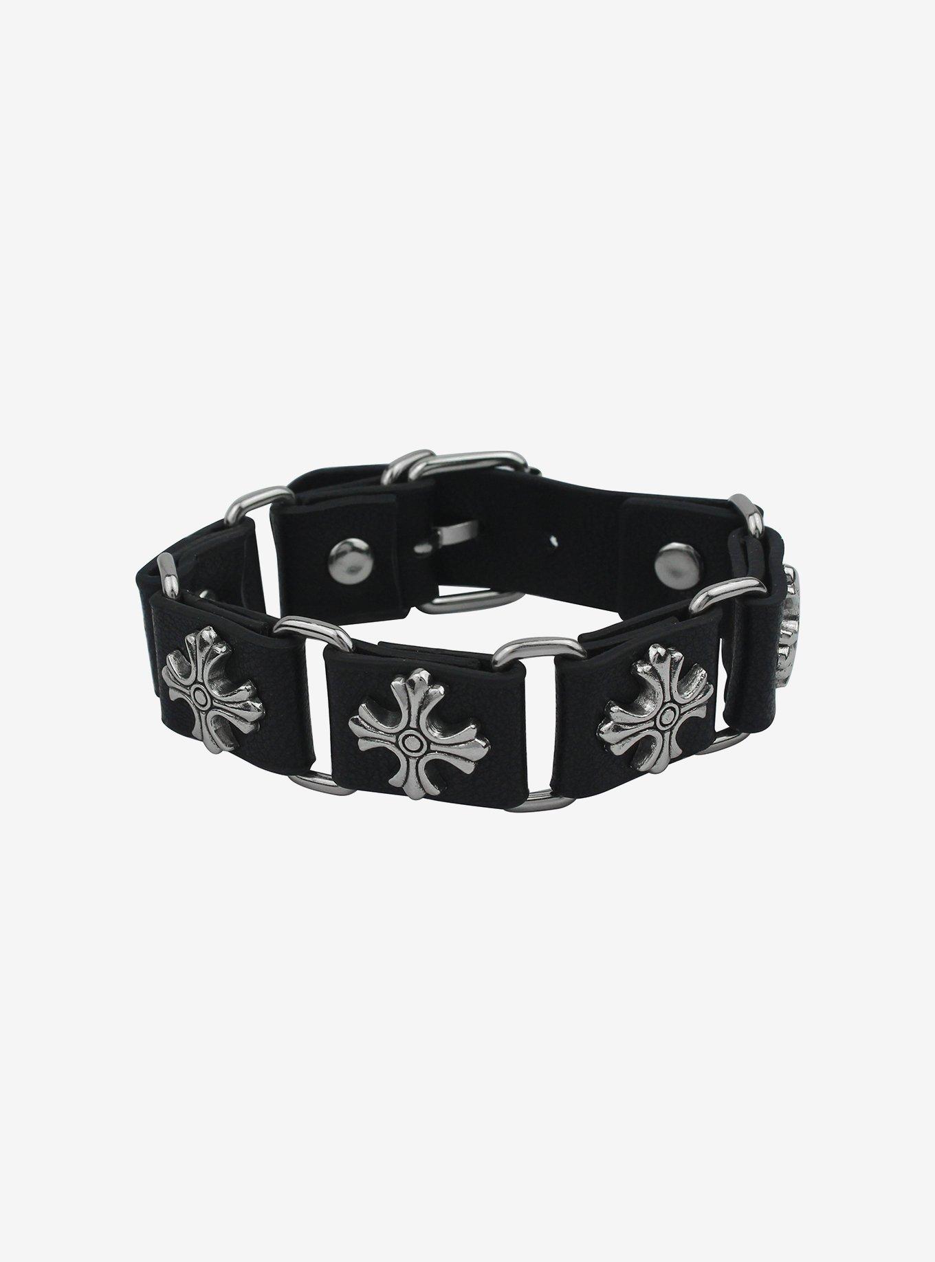 Social Collision Cross Studded Cuff Bracelet, , hi-res