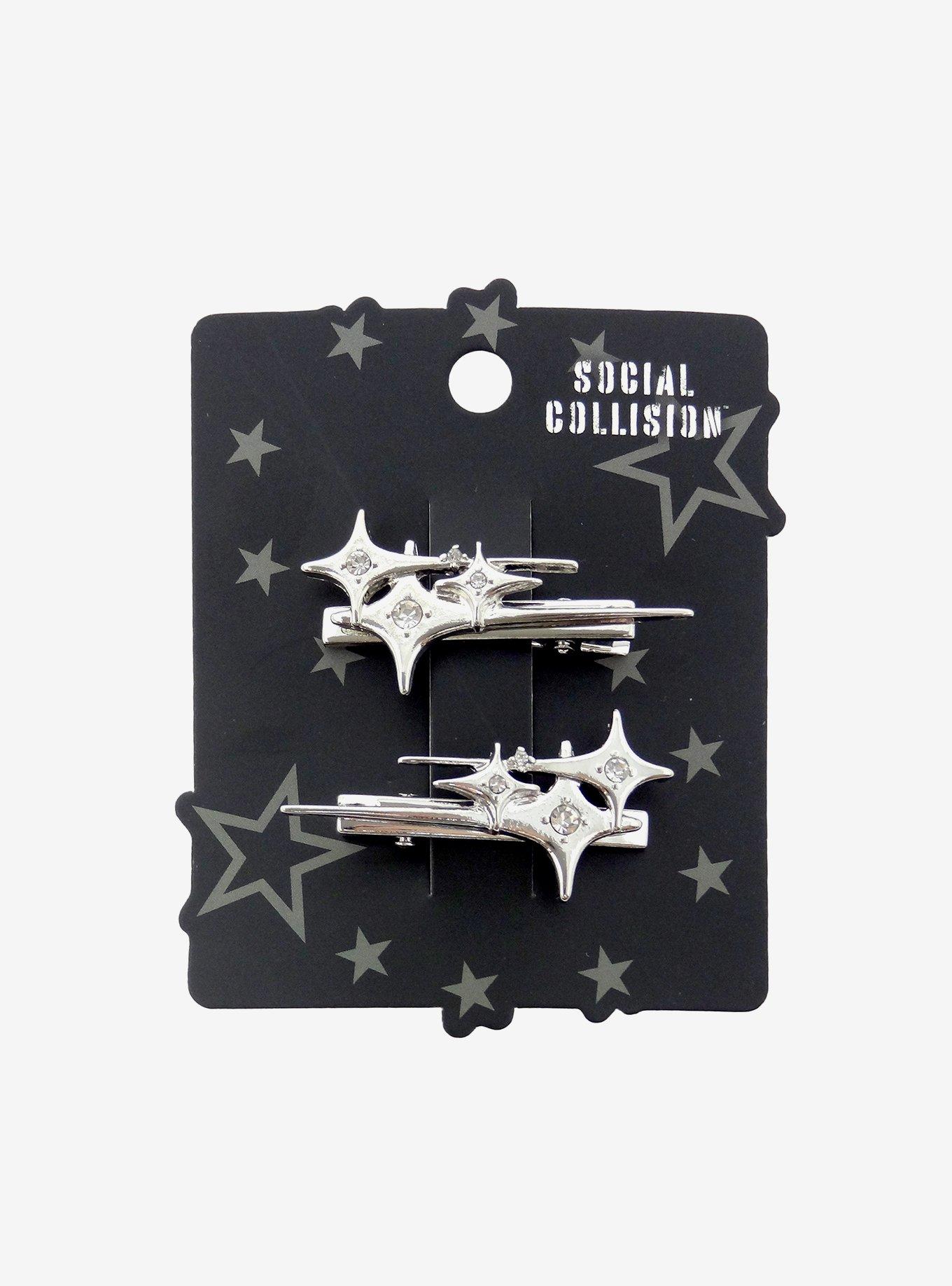 Social Collision Sparkle Star Hair Clip Set, , hi-res