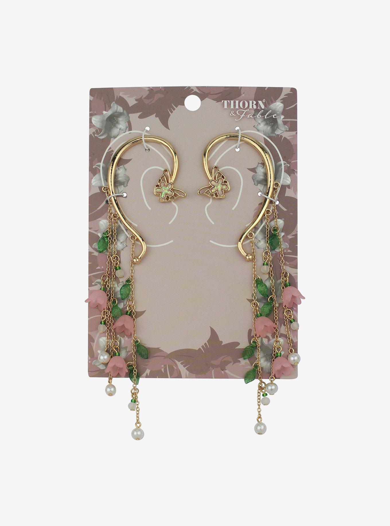 Thorn & Fable Butterfly Floral Ear Cuff Set
