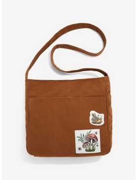 Brown Corduroy Mushroom Patch Messenger Bag, , hi-res