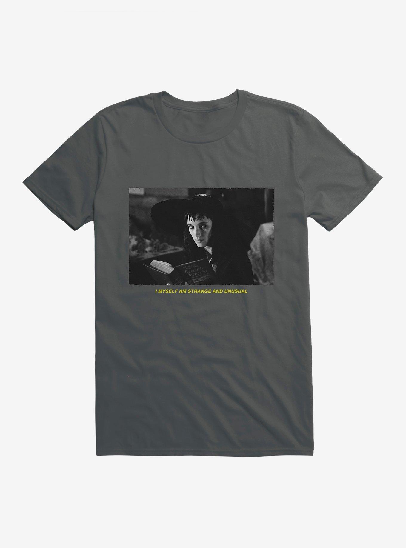 Beetlejuice Lydia I Myself Am Strange And Unusual T-Shirt, CHARCOAL, hi-res