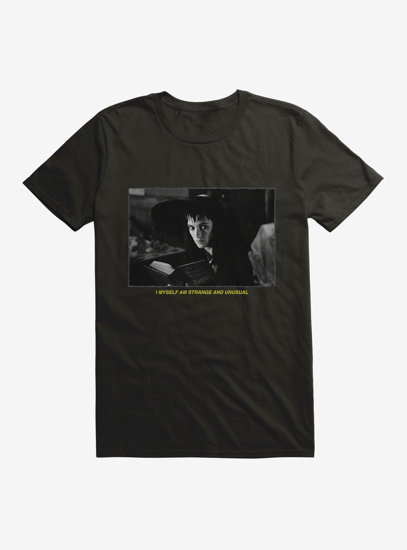 Beetlejuice Lydia I Myself Am Strange And Unusual T-Shirt, BLACK, hi-res