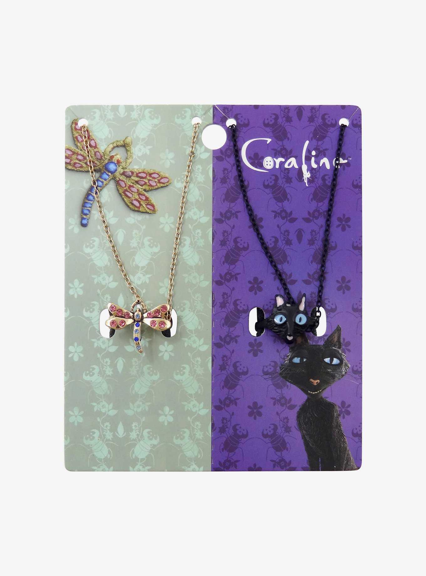 Coraline Cat & Dragonfly Best Friend Necklace Set, , hi-res