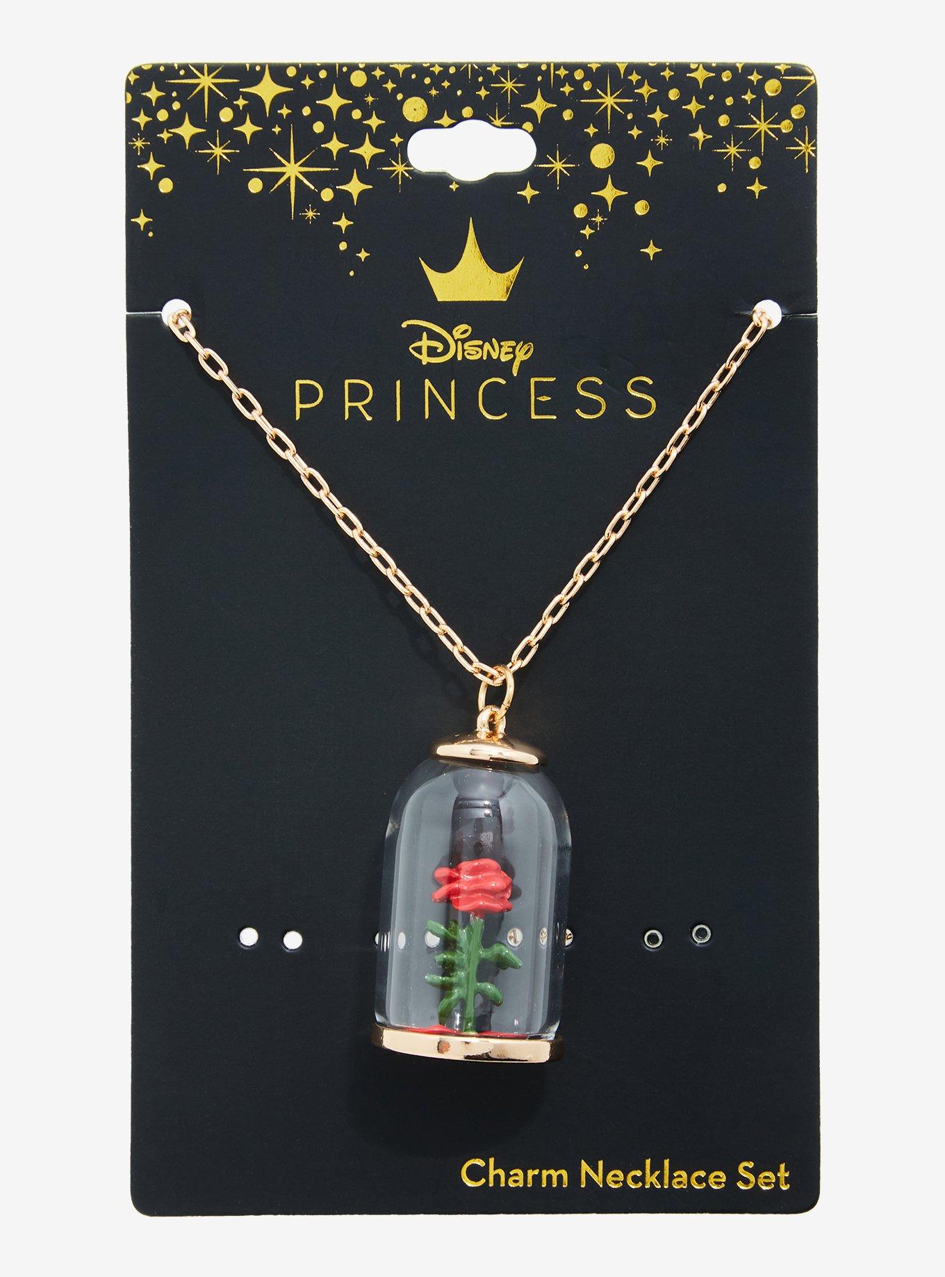 Disney Beauty And The Beast Enchanted Rose Necklace