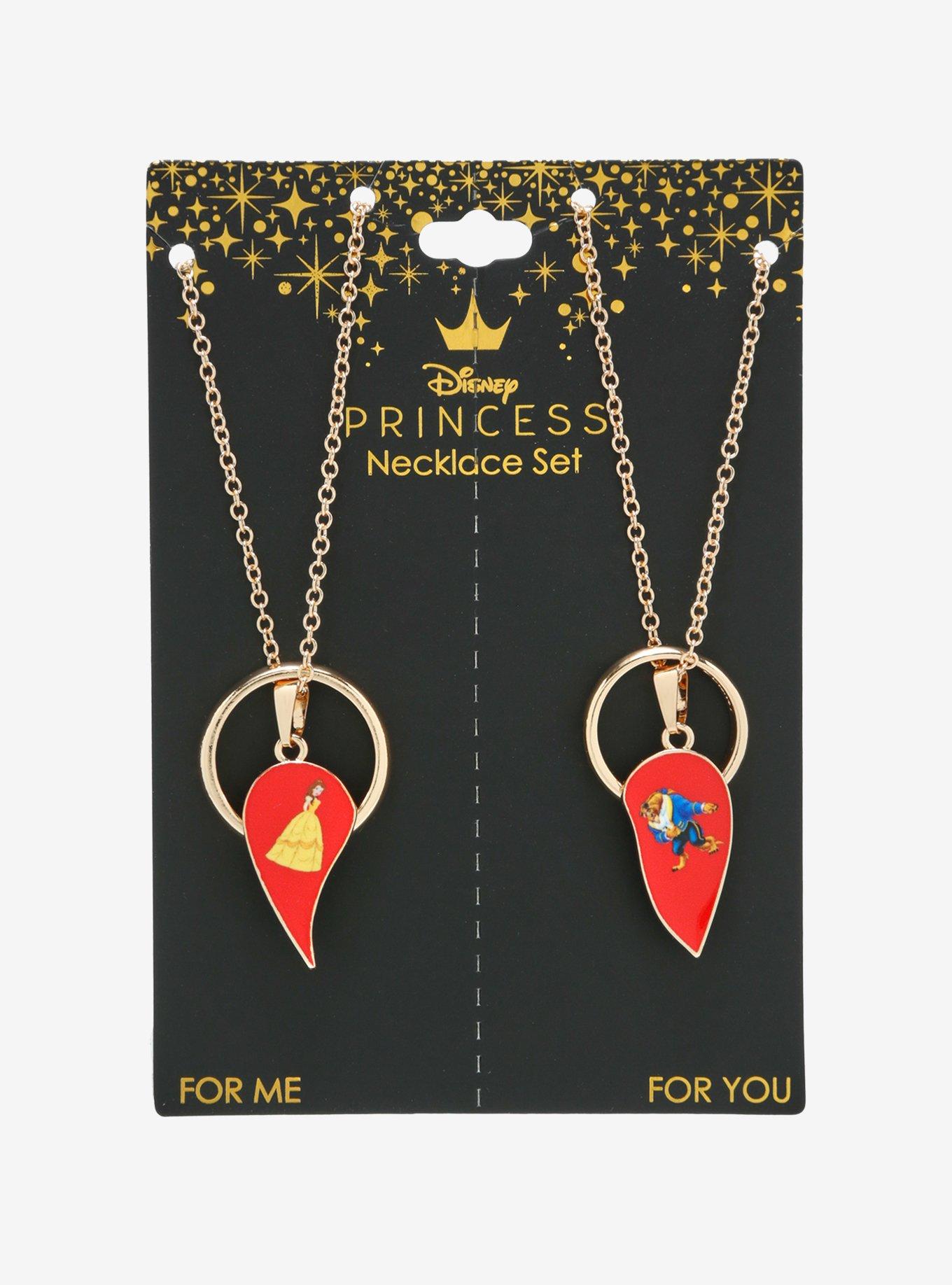 Disney Beauty And The Best Heart Ring Necklace Set