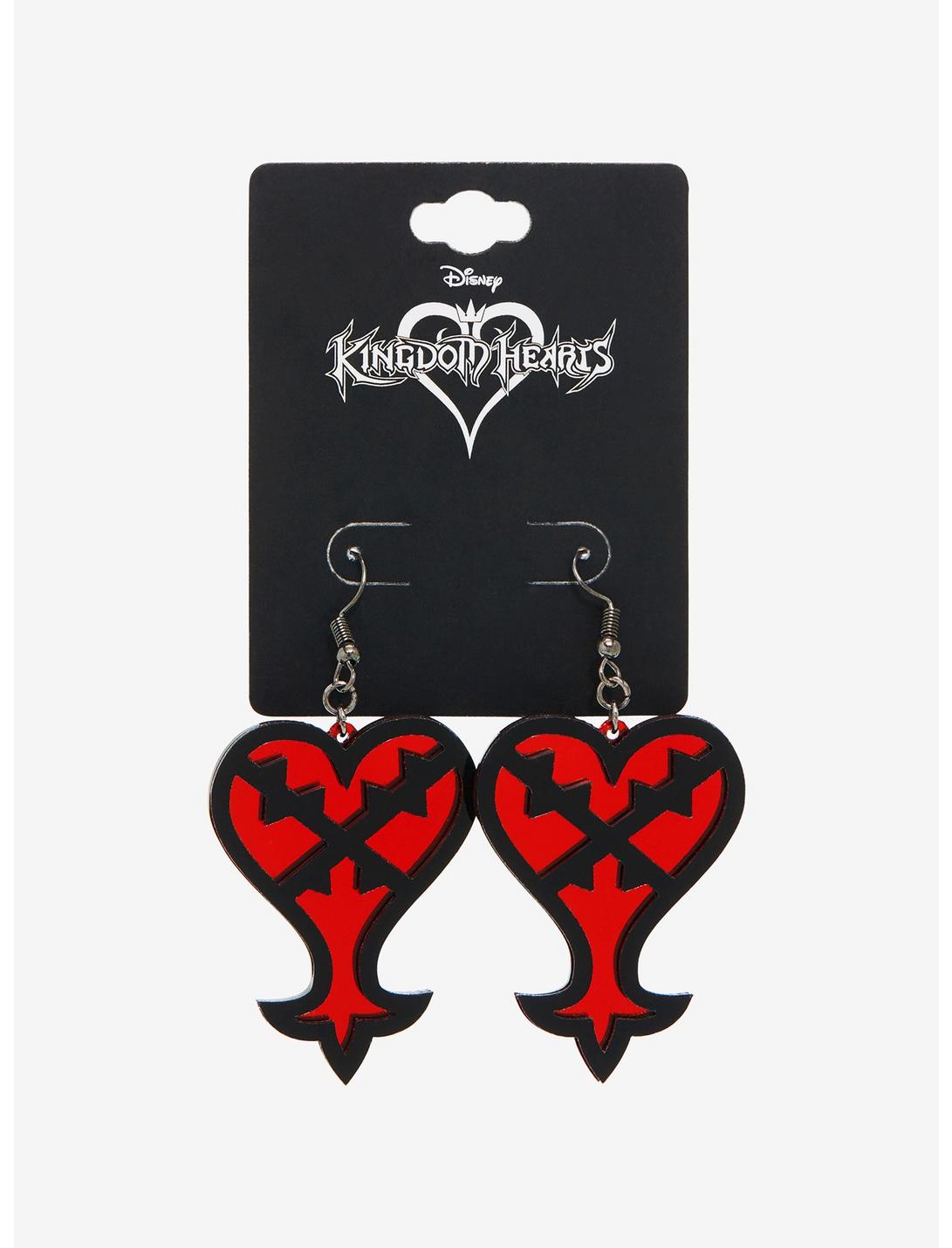 Disney Kingdom Hearts Heartless Symbol Drop Earrings, , hi-res