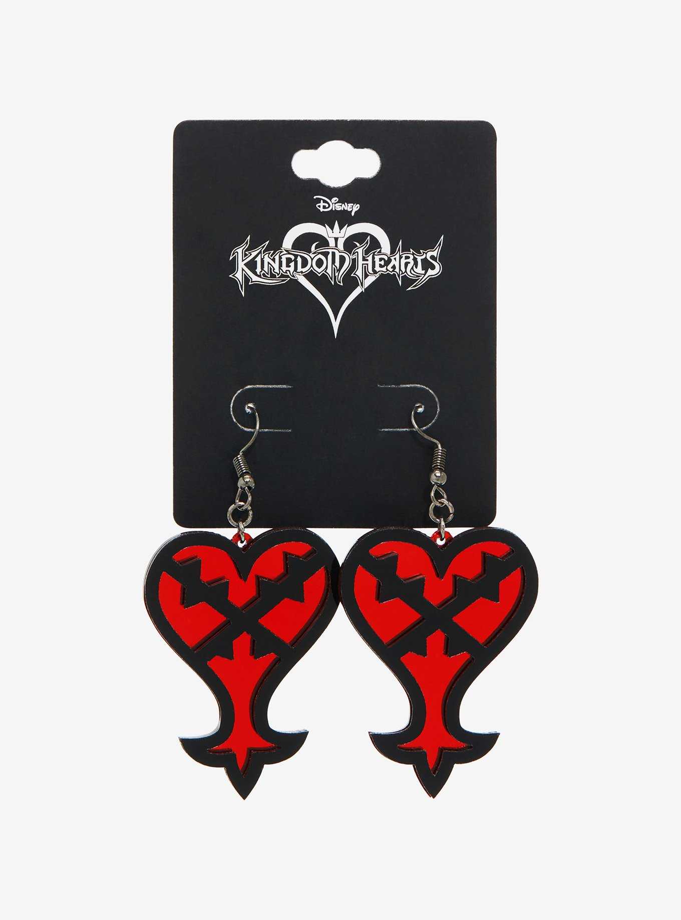 Disney Kingdom Hearts Heartless Symbol Drop Earrings, , hi-res