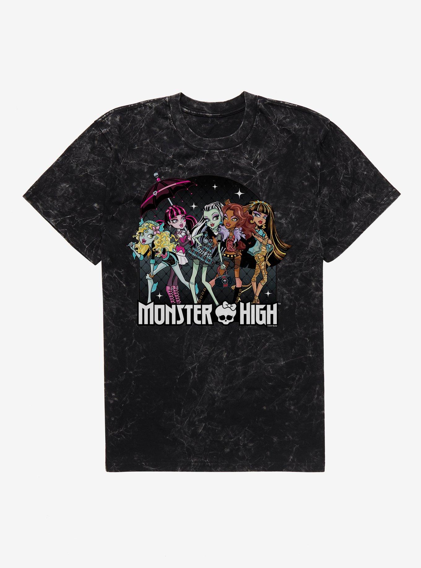 Monster High Night Sky Group Mineral Wash T-Shirt, BLACK MINERAL WASH, hi-res