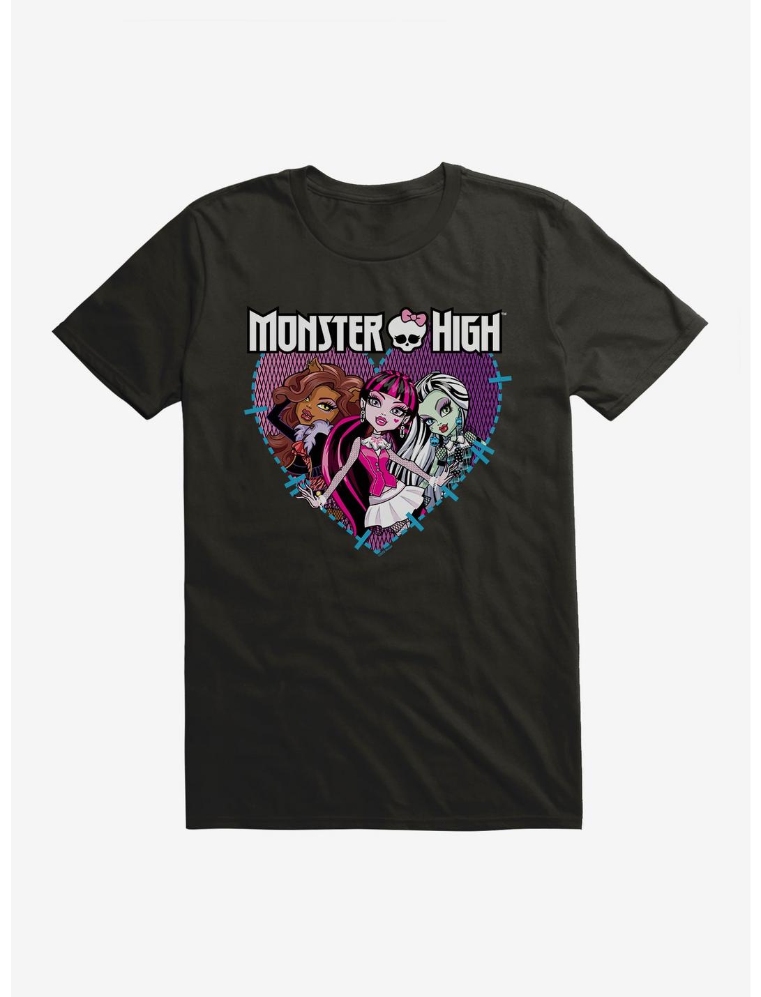 Monster High Stitched Heart Group Pose T-Shirt, BLACK, hi-res